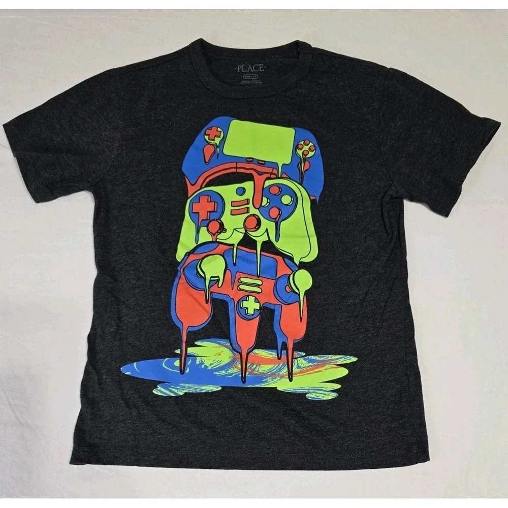 Children's Place Boy's Medium (7-8) Graphic T-shirt Dark Gray Short-Sleeve